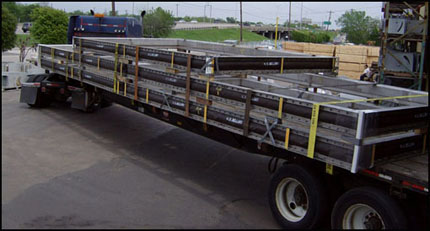 Fabric expansion joints being shipped.