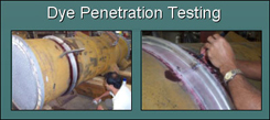 Dye Penetration testing being performed on an expansion joint.
